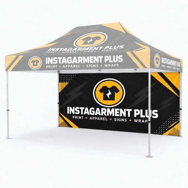 15ft Custom Event Tent with full backwall replacement graphics - Instagarment Plus