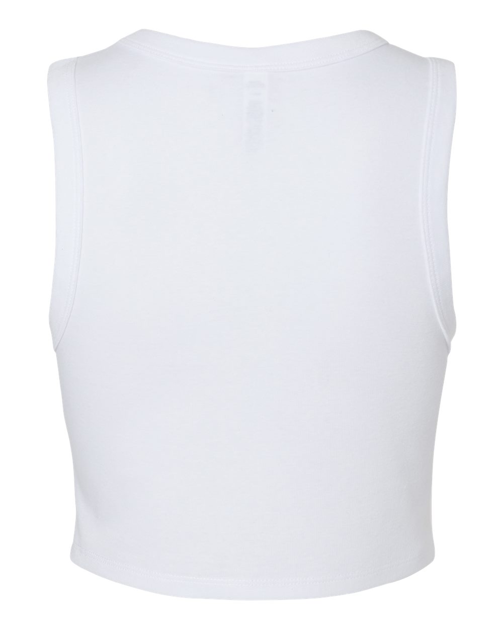 BELLA + CANVAS 1013 Women's Micro Rib Muscle Crop Tank in Solid White Blend, back
