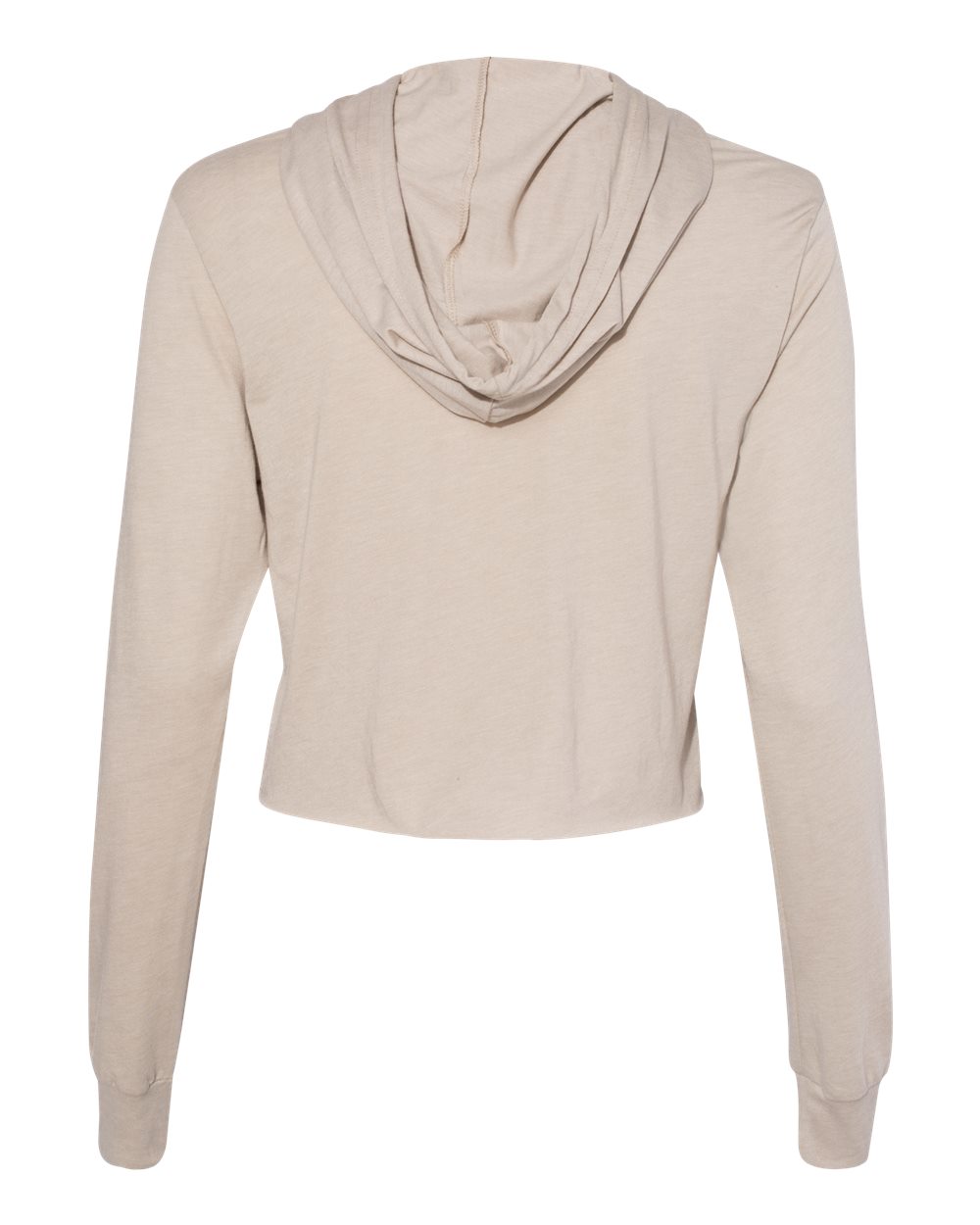 BELLA + CANVAS 8512 Women’s Triblend Crop Long Sleeve Hoodie Tee in Tan Triblend, back