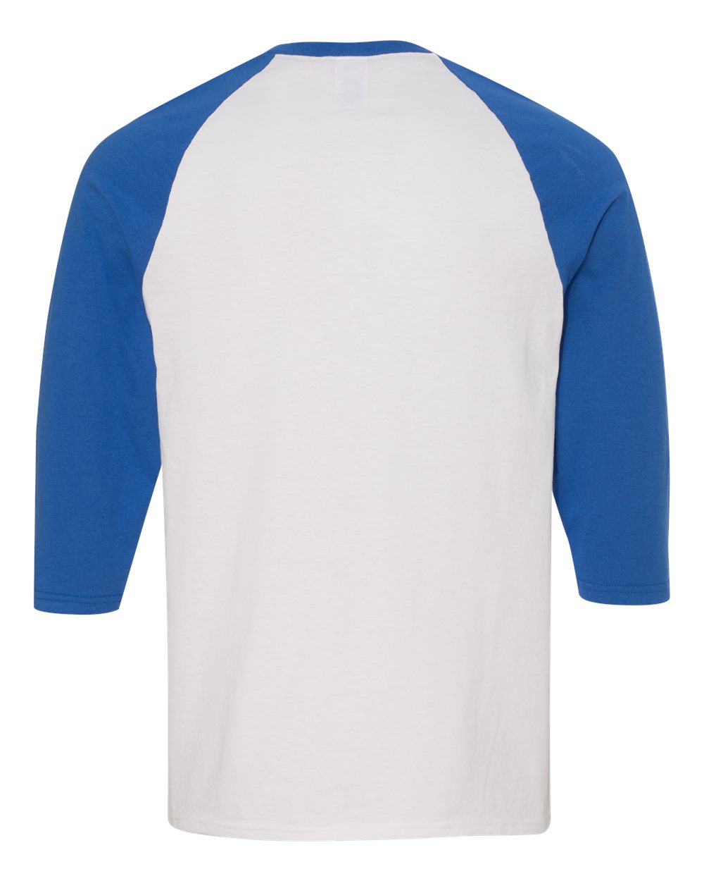 Gildan 5700 Unisex Heavy Cotton™ Raglan Three-Quarter Sleeve T-Shirt in White/ Royal, back