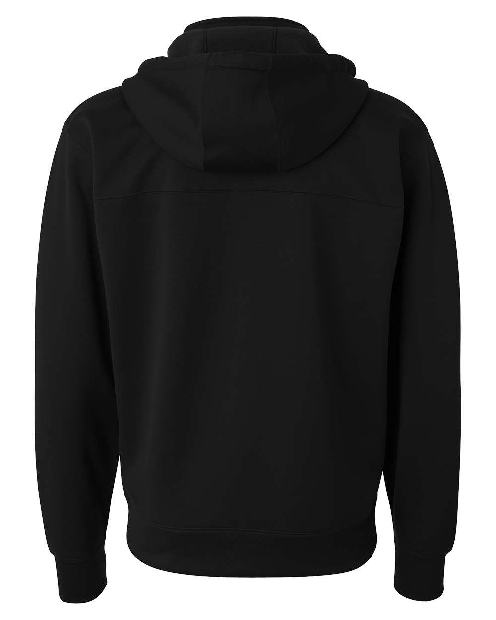 Independent Trading Co. EXP80PTZ Unisex Poly-Tech Full-Zip Hooded Sweatshirt in Black, back