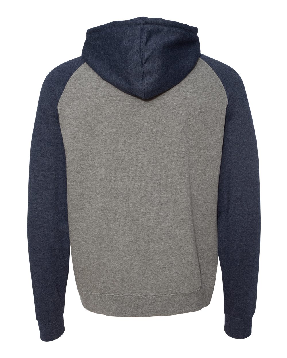 Independent Trading Co. IND40RP Unisex Raglan Hooded Sweatshirt in Gunmetal Heather/ Classic Navy Heather, back