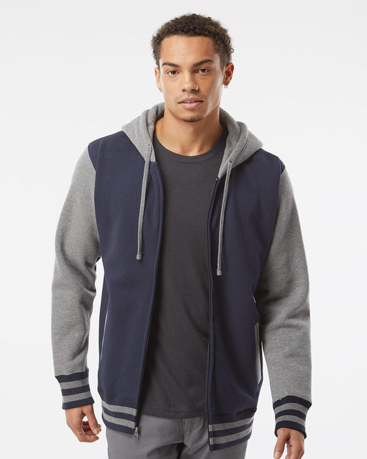 Independent Trading Co. IND45UVZ Unisex Heavyweight Varsity Full-Zip Hooded Sweatshirt