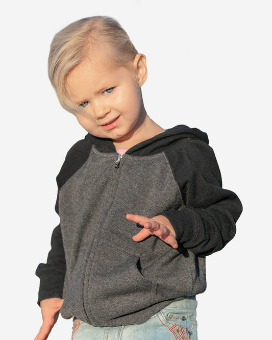 Independent Trading Co. PRM10TSBZ Toddler Lightweight Special Blend Raglan Zip Hood