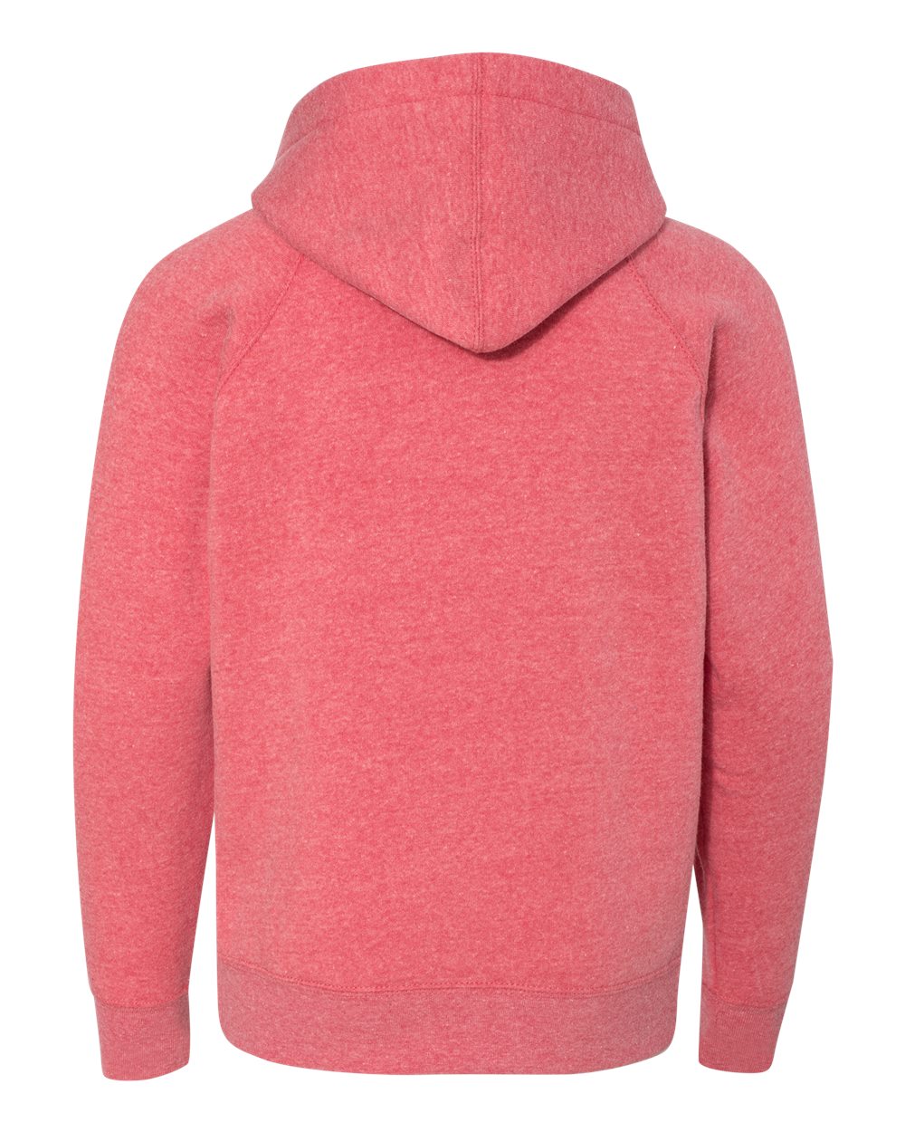 Independent Trading Co. PRM15YSB Youth Lightweight Special Blend Raglan Hooded Sweatshirt in Pomegranate, back