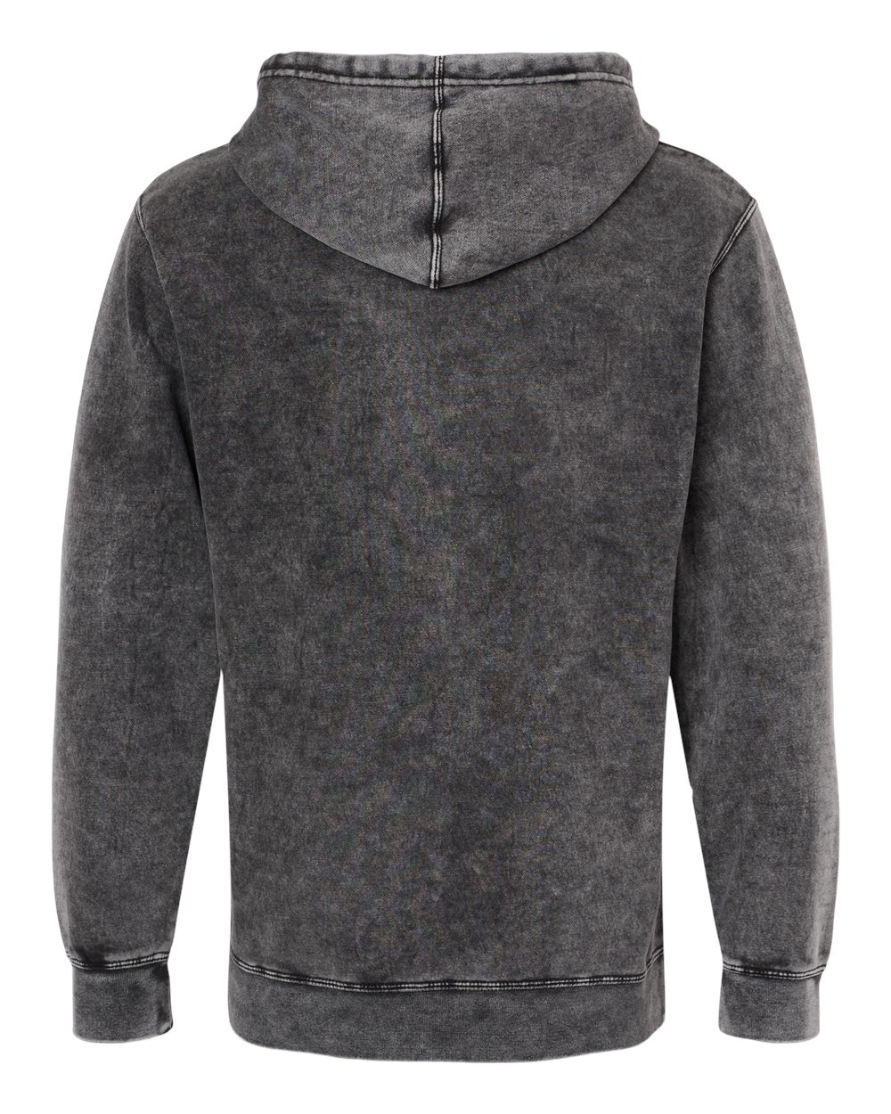 Independent Trading Co. PRM4500MW Unisex Midweight Mineral Wash Hooded Sweatshirt in Black, back