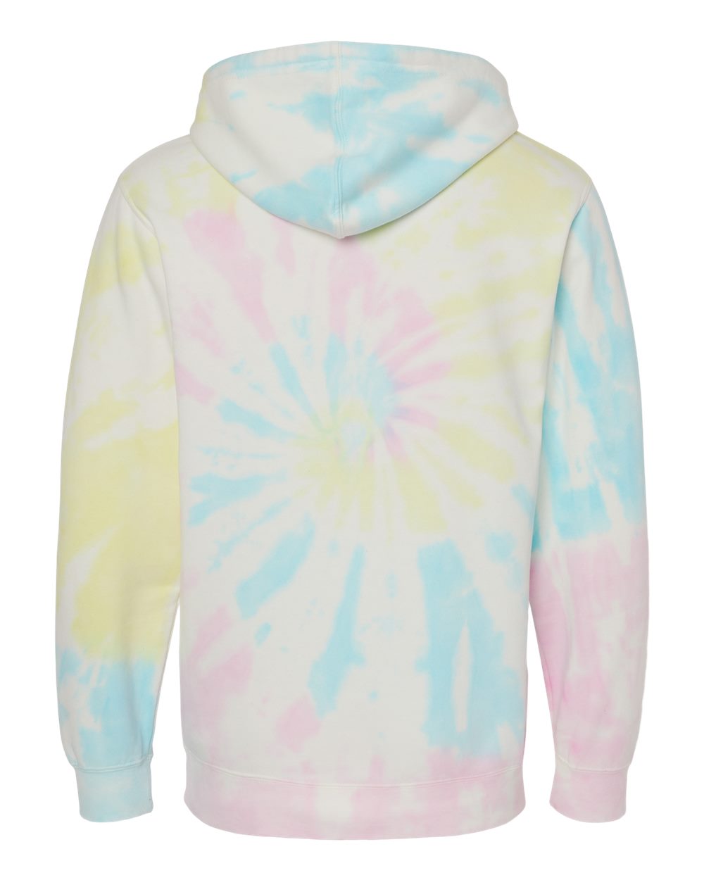 Independent Trading Co. PRM4500TD Unisex Midweight Tie-Dyed Hooded Sweatshirt in Tie Dye Sunset Swirl, back