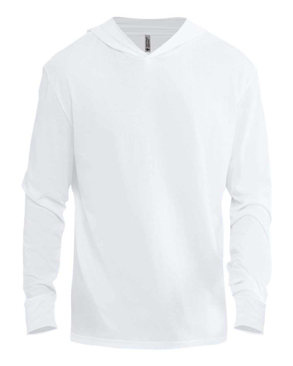 Next Level 6221 Unisex CVC Hoodie Long Sleeve Tee in White