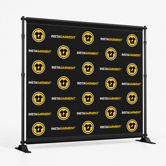 Custom step and repeat backdrop with Instagarment logo