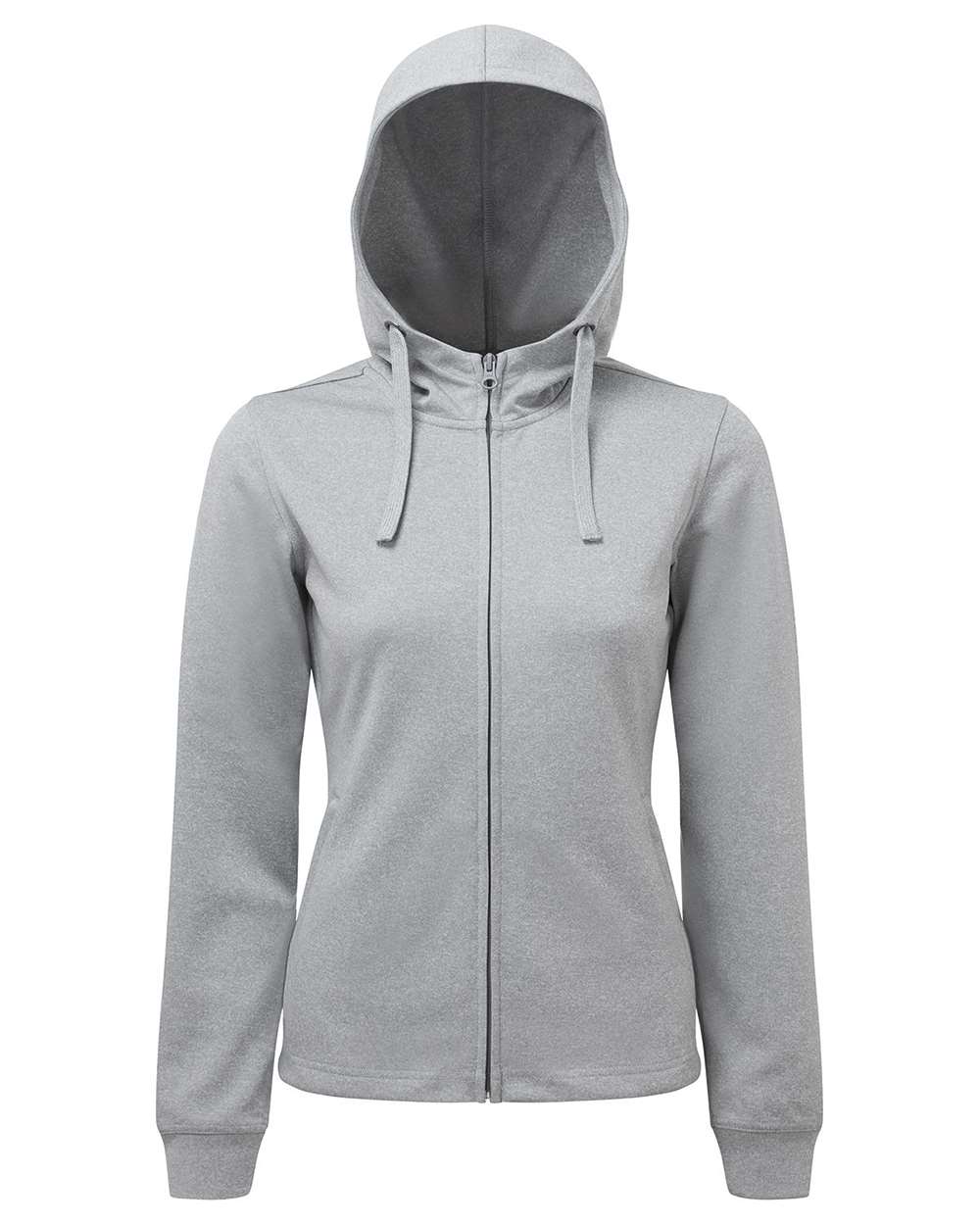 TriDri TD498 Women's Spun Dyed Full-Zip Hooded Sweatshirt in Grey Melange