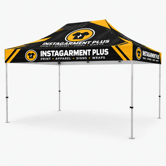 15ft Event Tent with printed canopy and mesh sidewalls