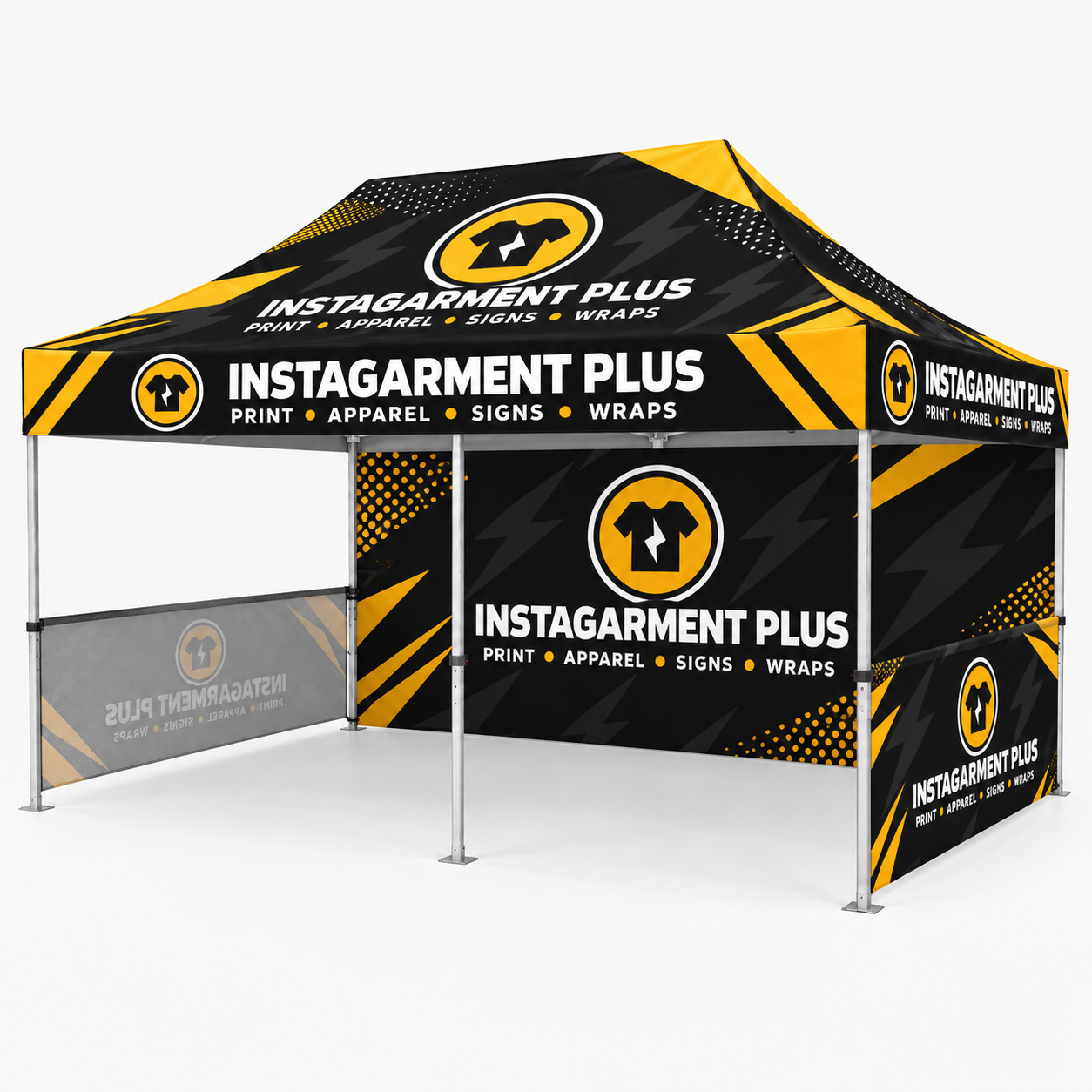 20ft Event Tent with printed canopy and mesh sidewalls