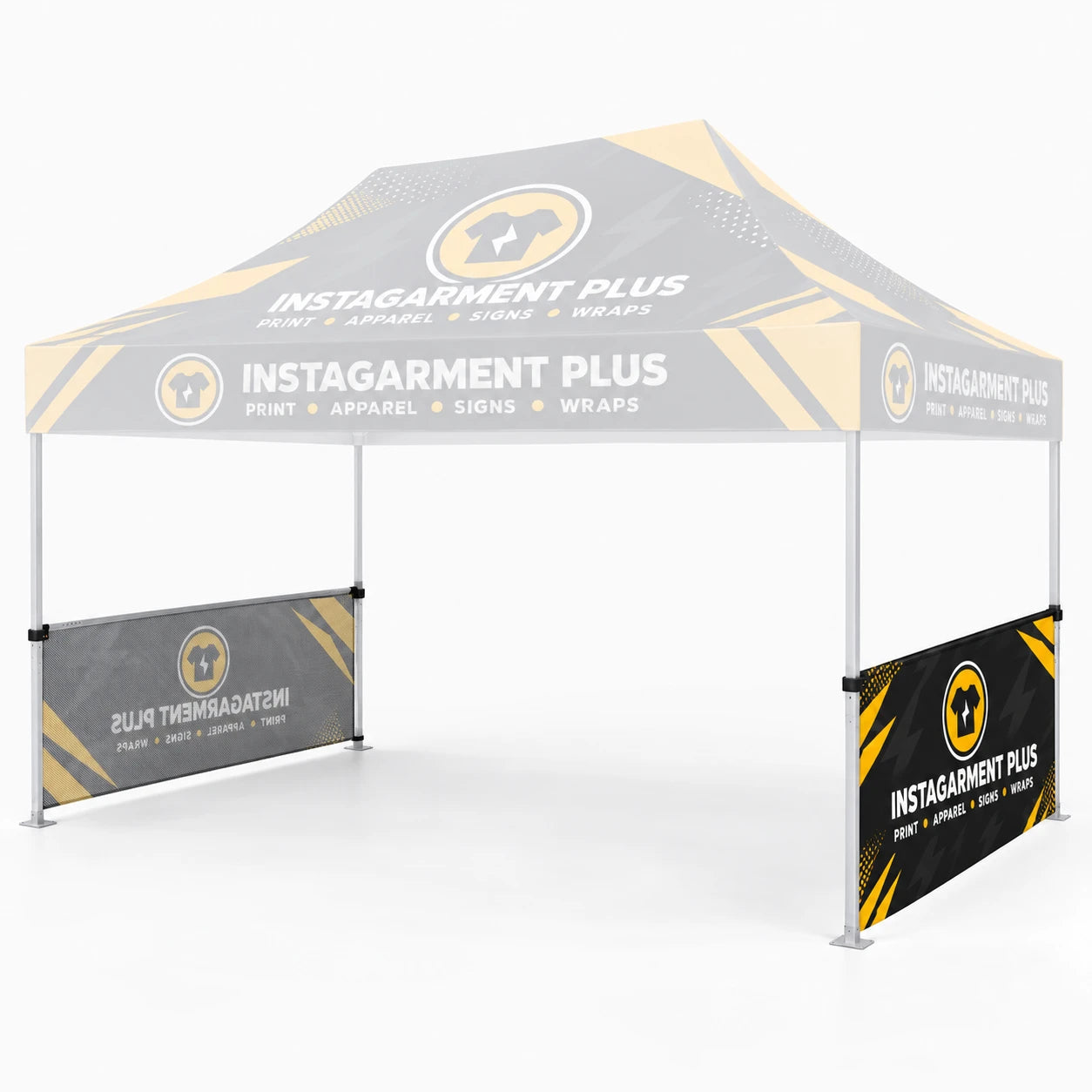 15ft Custom Event Tent with half wall replacement graphics - Instagarment Plus