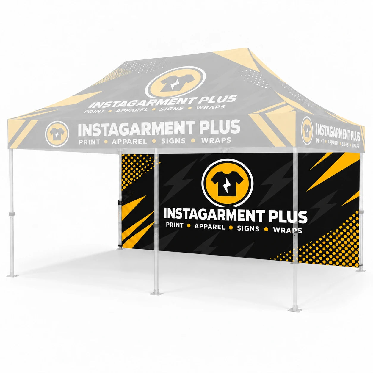 20ft Custom Event Tent with full backwall replacement graphics - Instagarment Plus