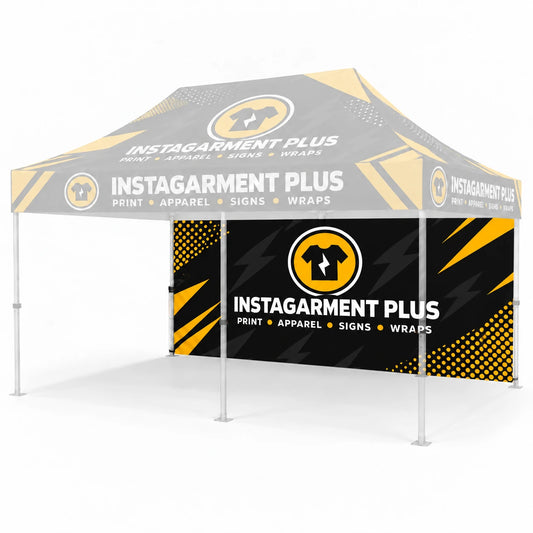20ft Custom Event Tent with full backwall replacement graphics - Instagarment Plus