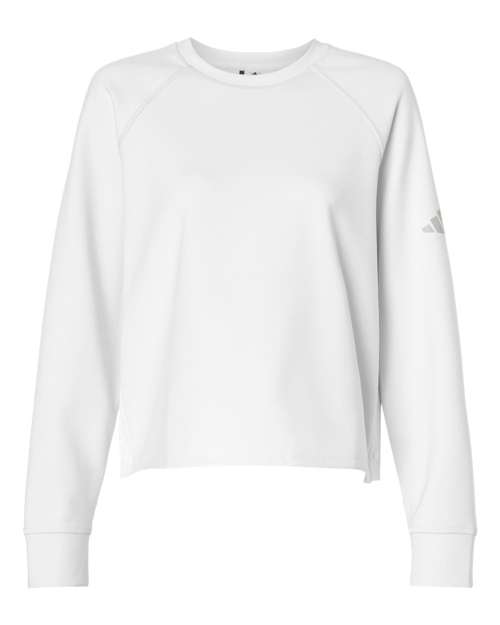 Adidas A1014 Women's Beyond Side-Snap Crewneck Sweatshirt in White