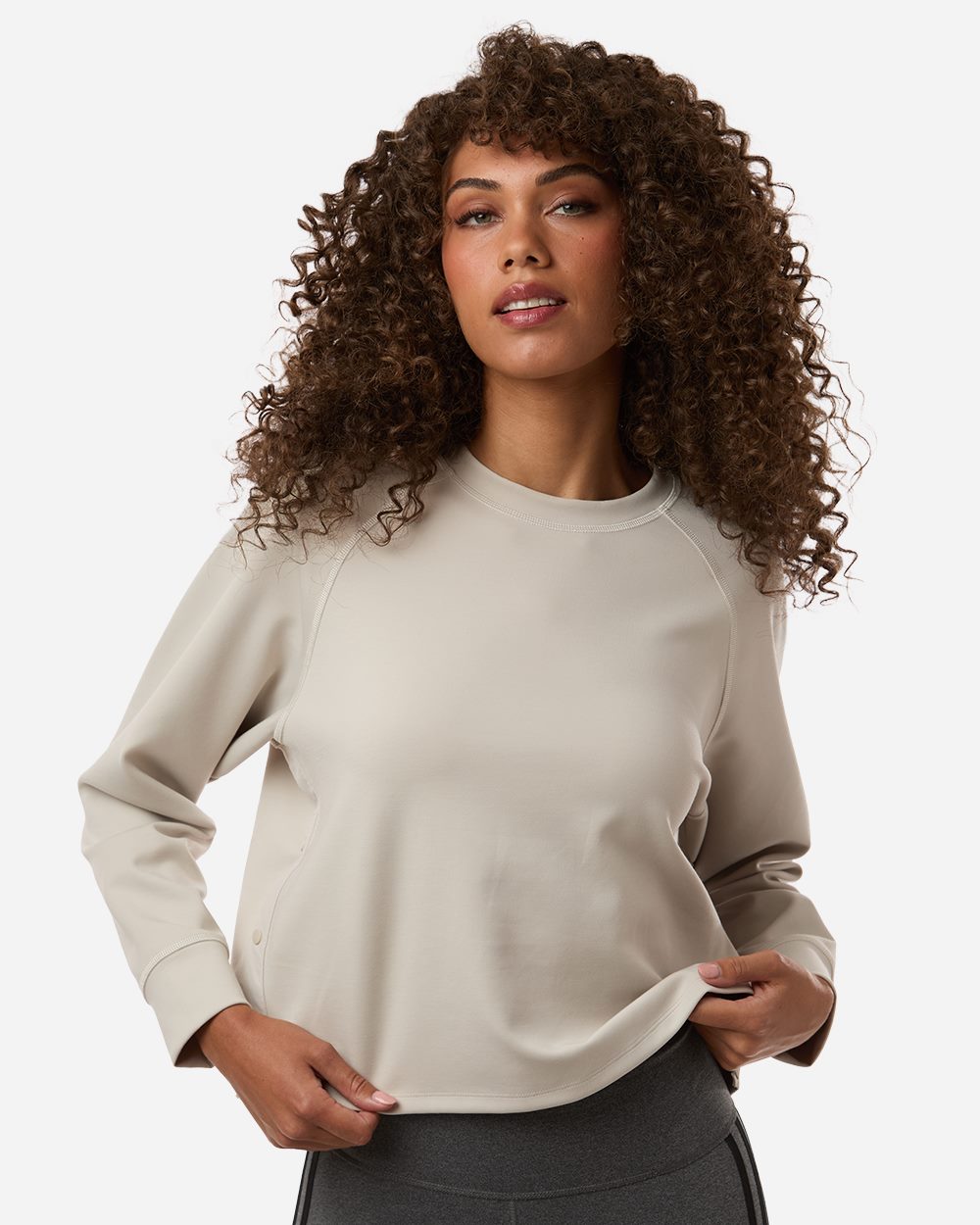 Adidas A1014 Women's Beyond Side-Snap Crewneck Sweatshirt