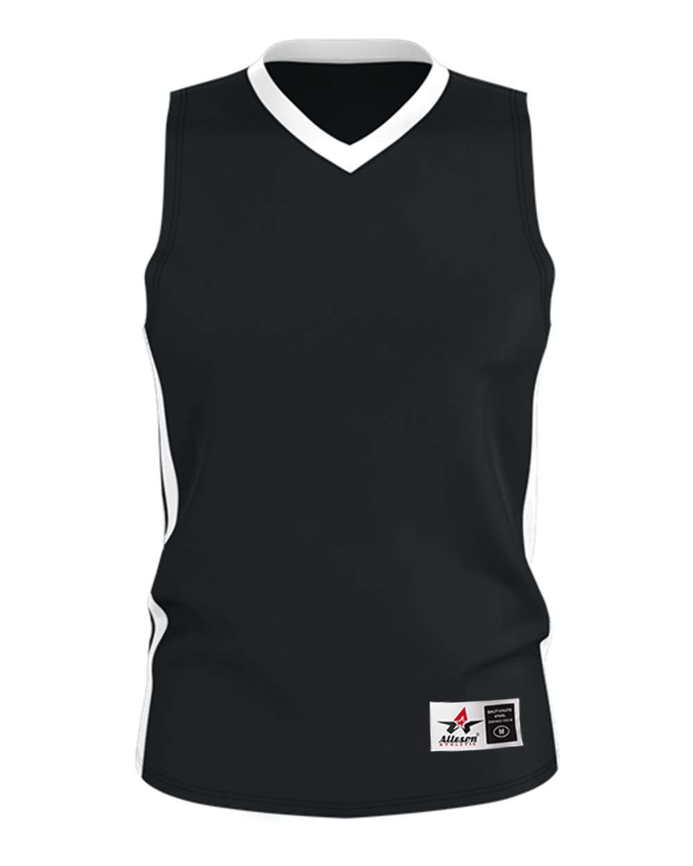Alleson Athletic 538J Men's Single Ply Basketball Jersey in Black/ White
