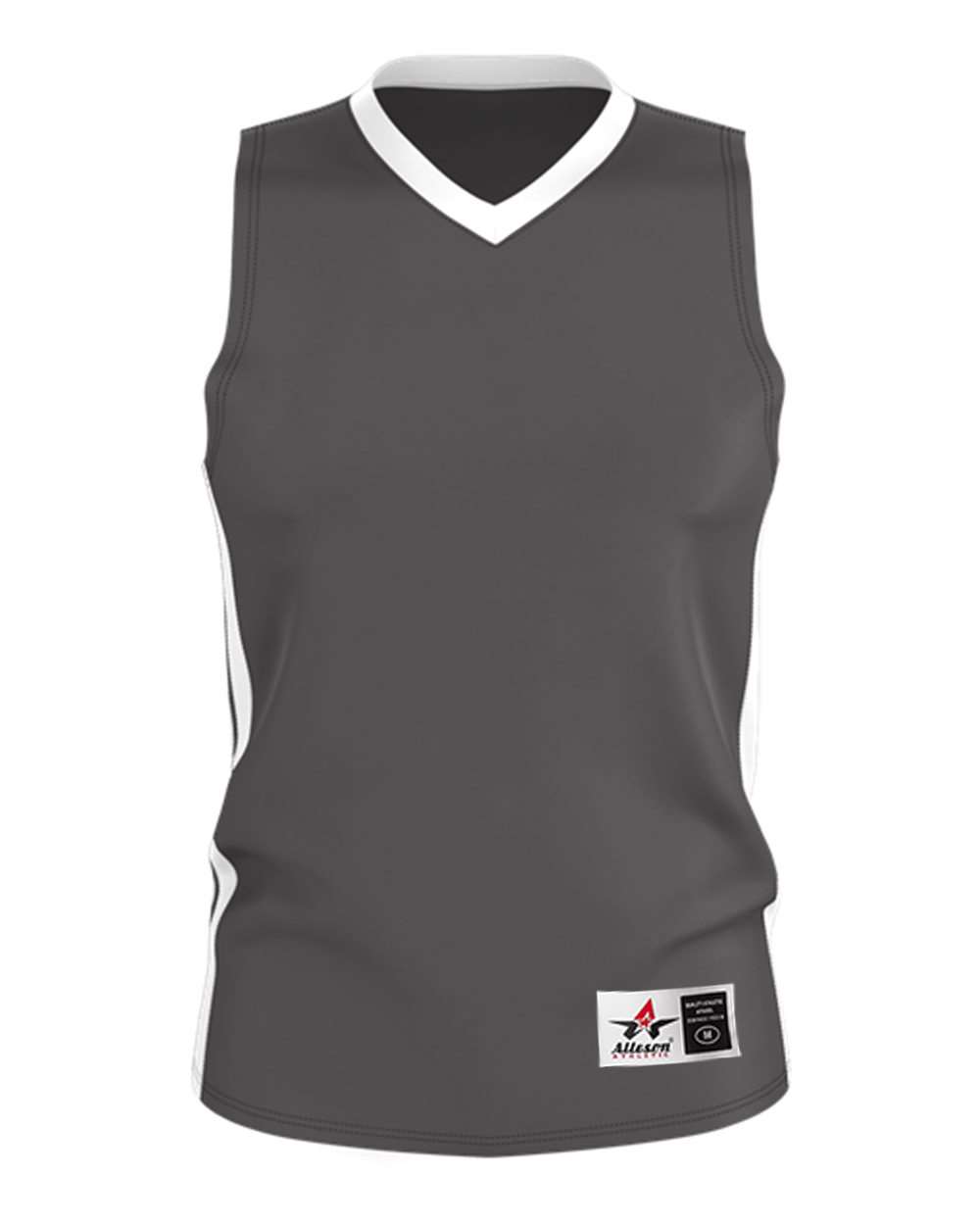 Alleson Athletic 538J Men's Single Ply Basketball Jersey in Charcoal/ White
