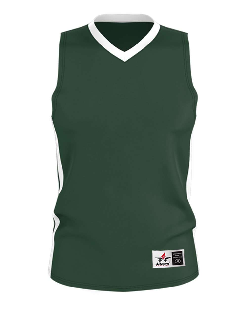 Alleson Athletic 538J Men's Single Ply Basketball Jersey in Forest/ White