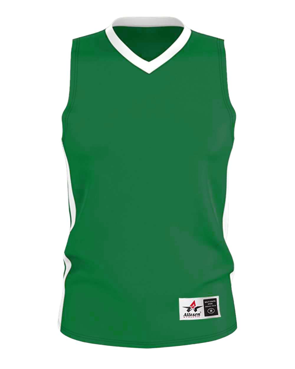Alleson Athletic 538J Men's Single Ply Basketball Jersey in Kelly/ White