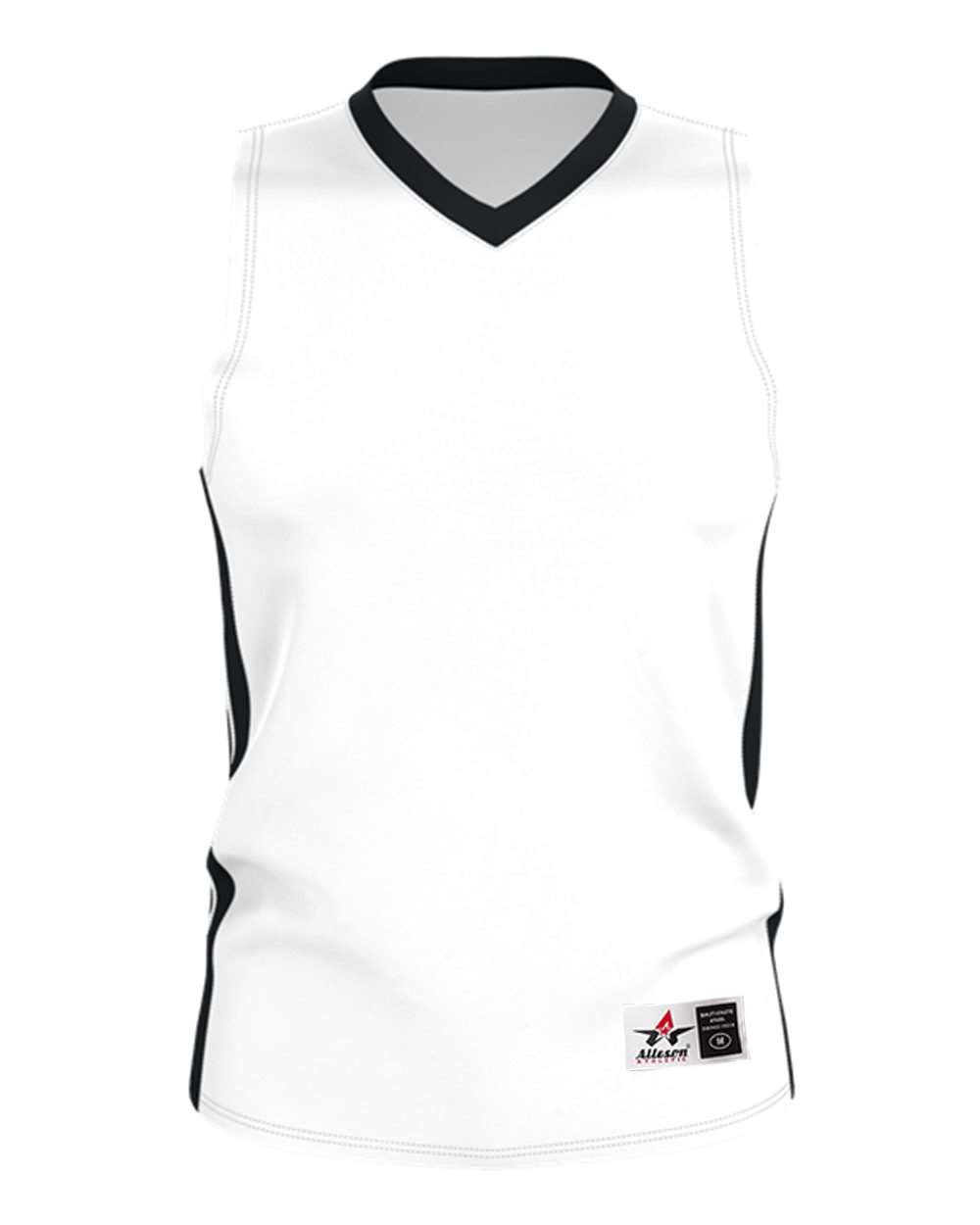 Alleson Athletic 538J Men's Single Ply Basketball Jersey in White/ Black