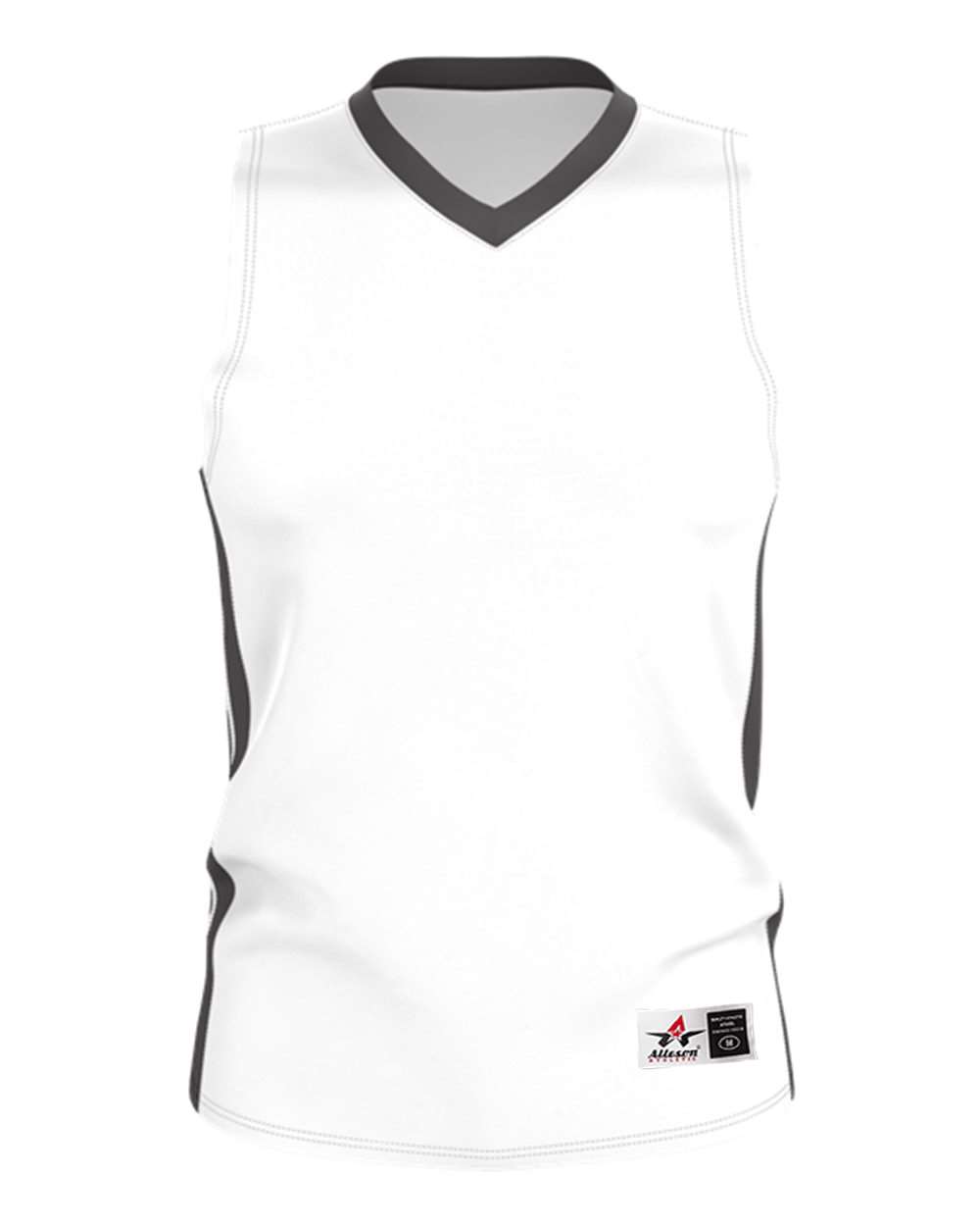 Alleson Athletic 538J Men's Single Ply Basketball Jersey in White/ Charcoal
