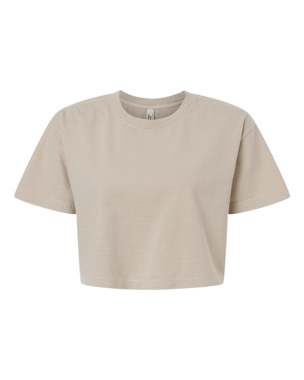 American Apparel 1302GD Women's Heavyweight Cotton Garment-Dyed Boxy Cropped Tee in Faded Bone
