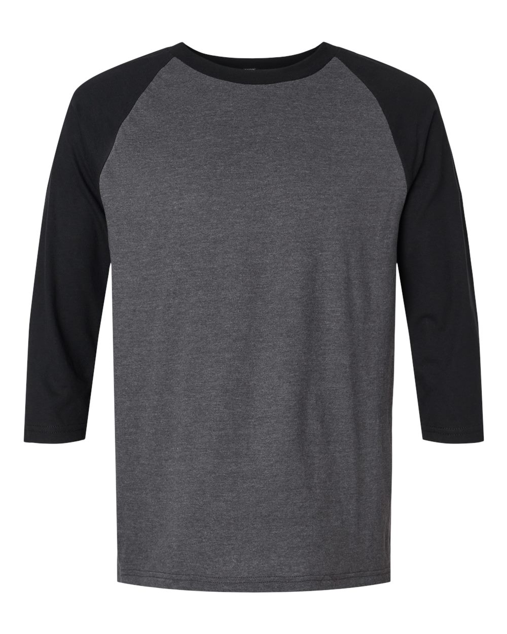 American Apparel 2003CVC Unisex CVC Raglan Tee in Heather Charcoal/ Black