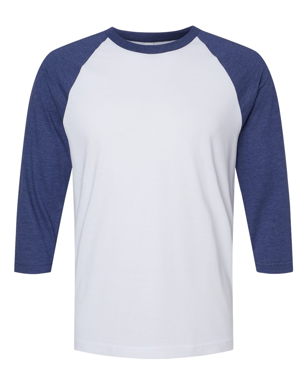 American Apparel 2003CVC Unisex CVC Raglan Tee in White/ Heather Indigo
