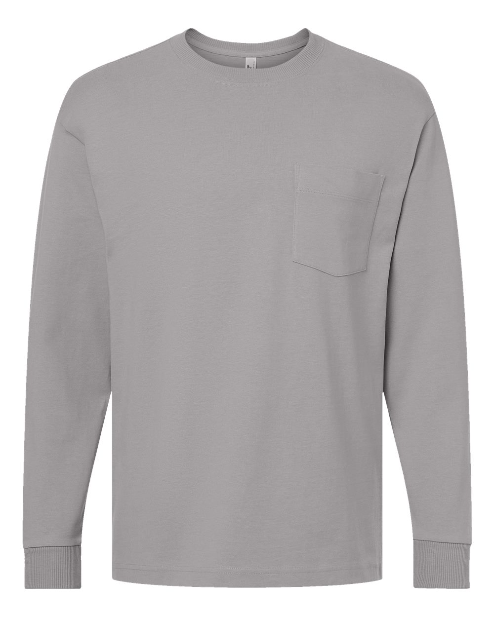 American Apparel 9410 Unisex Super Heavyweight Long Sleeve Pocket Tee in Gravel