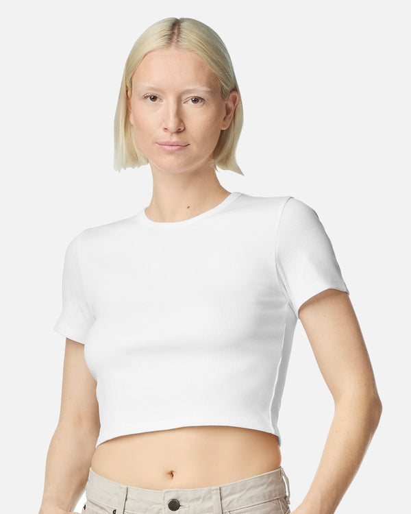 American Apparel BR210 Women's Baby Rib Fitted Cropped Tee