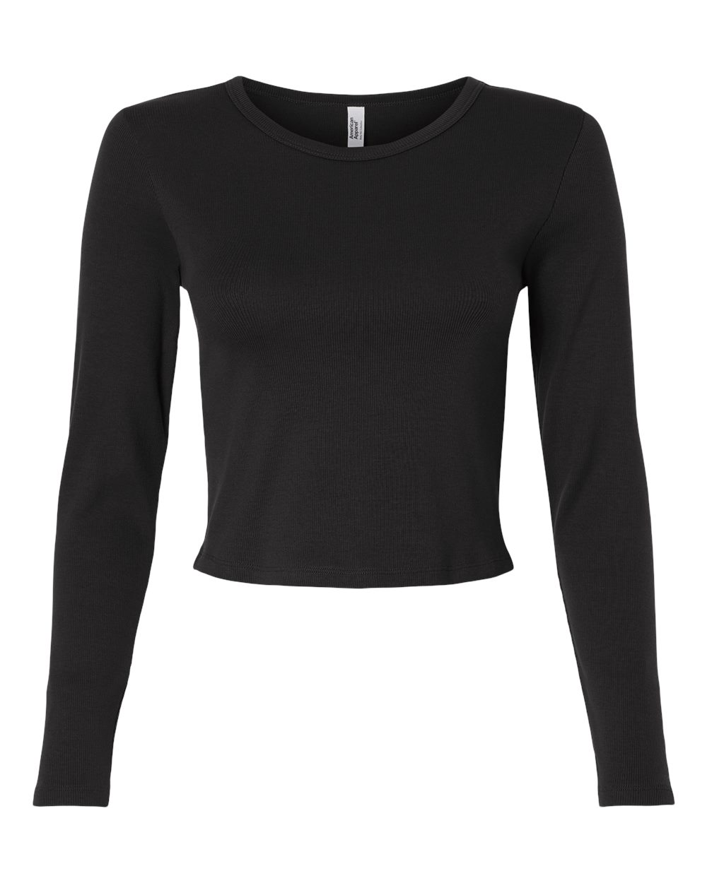 American Apparel BR2107 Women's Baby Rib Long Sleeve Fitted Tee in Black
