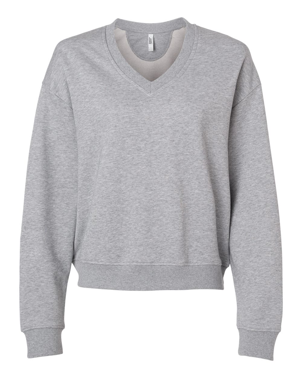 American Apparel FTV00 Women's French Terry V-Neck Sweatshirt in Heather Grey