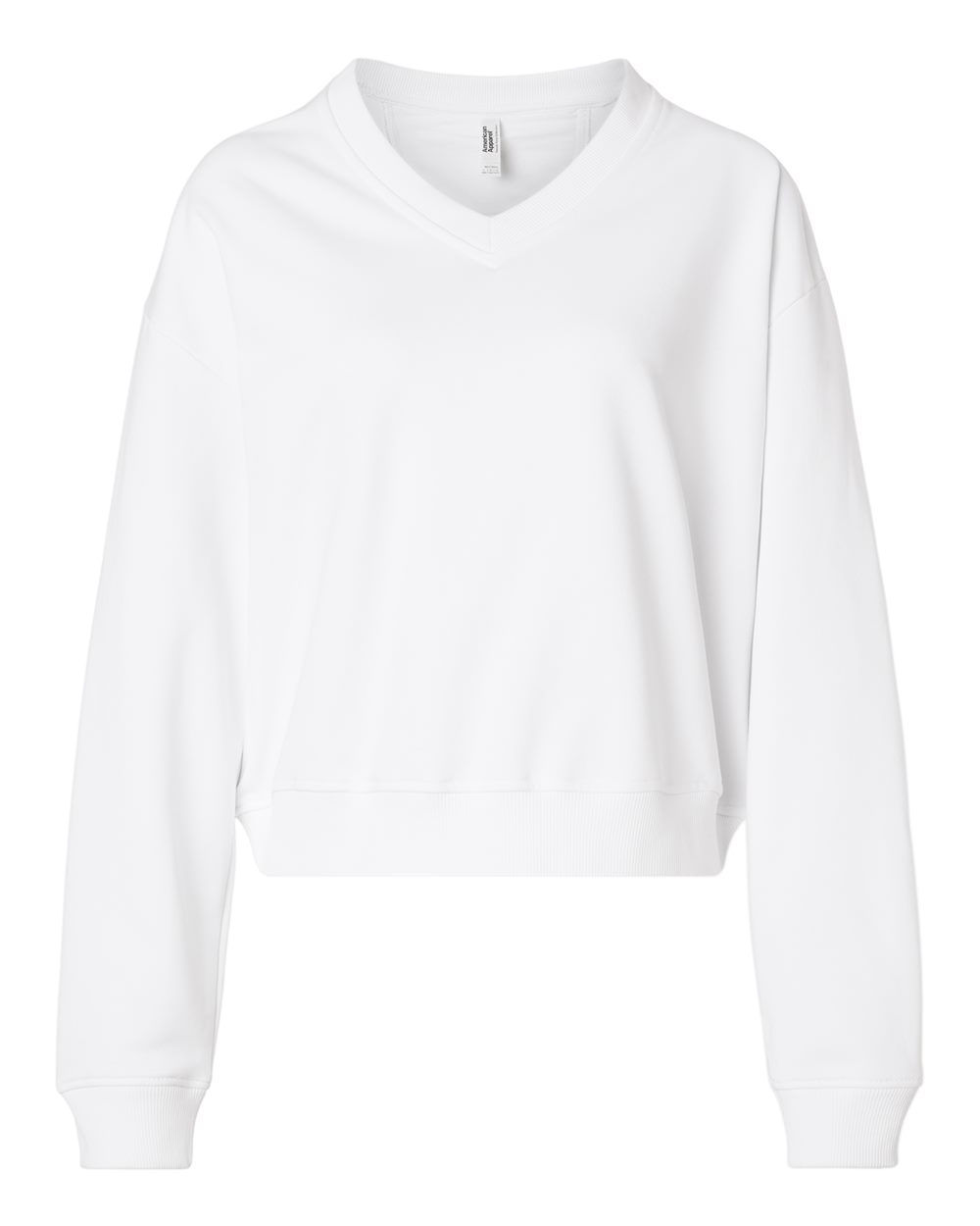 American Apparel FTV00 Women's French Terry V-Neck Sweatshirt in White