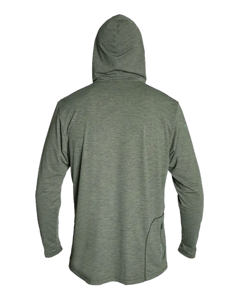 ANETIK MVLPRH8 Men's Low Pro Tech Hooded Long Sleeve T-Shirt in Dark Olive Heathered, back