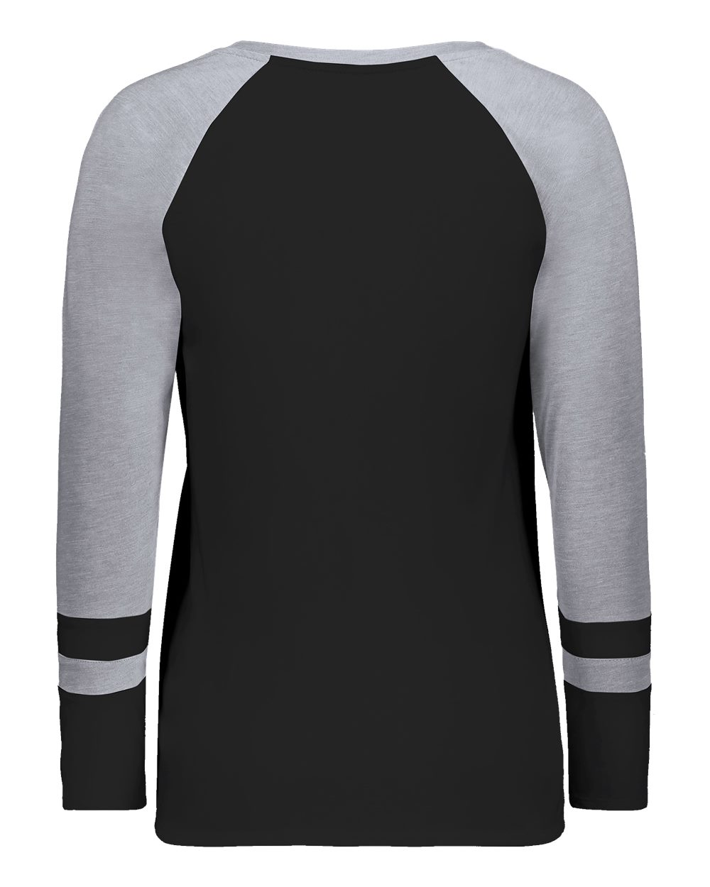 Augusta Sportswear 2917 Women's Triblend Fanatic 2.0 Long Sleeve T-Shirt in Black/ Grey Heather, back