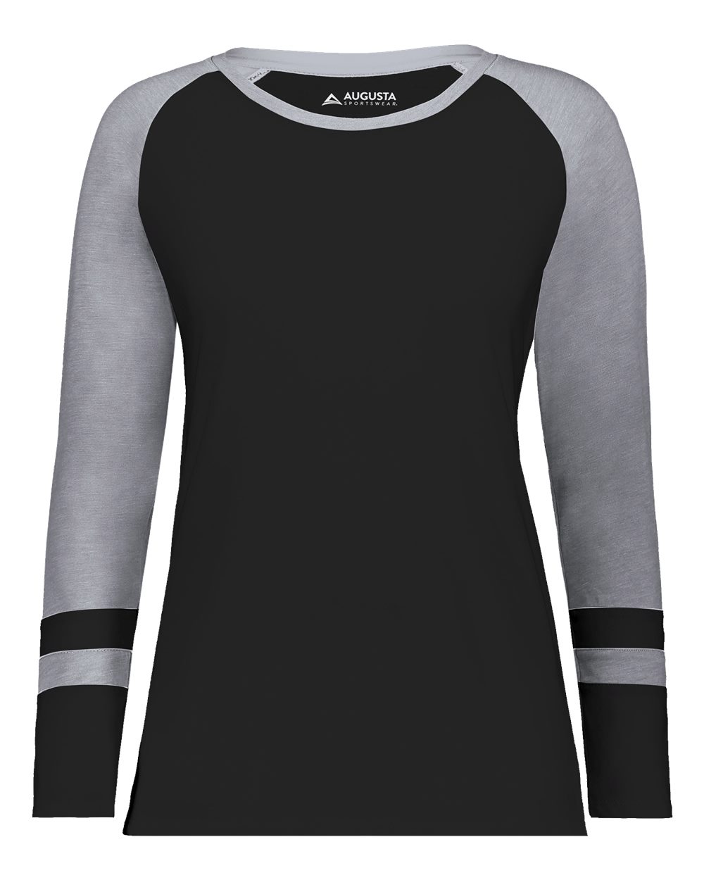 Augusta Sportswear 2917 Women's Triblend Fanatic 2.0 Long Sleeve T-Shirt in Black/ Grey Heather