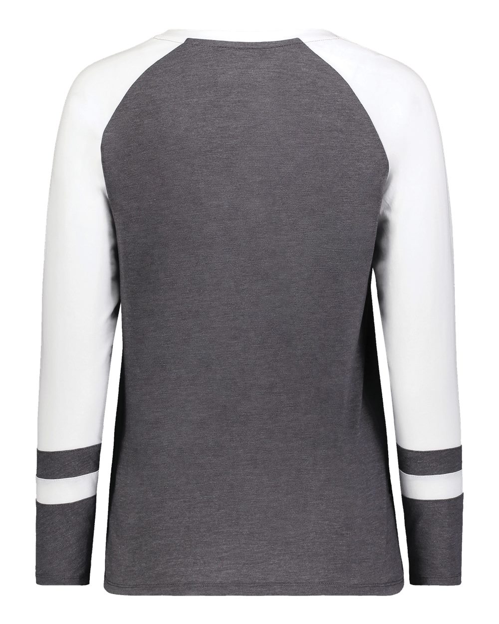 Augusta Sportswear 2917 Women's Triblend Fanatic 2.0 Long Sleeve T-Shirt in Carbon Heather/ White, back