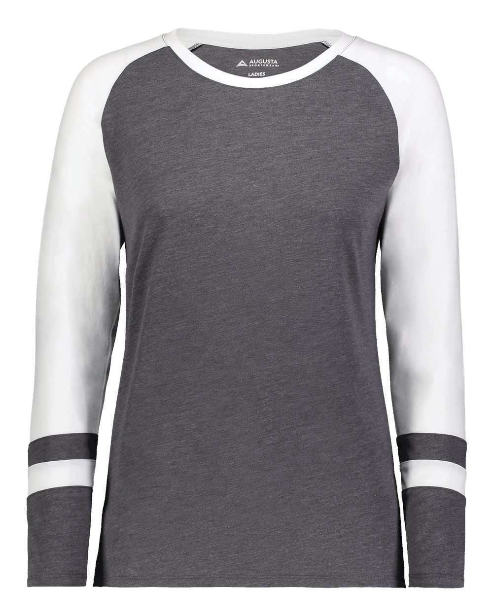 Augusta Sportswear 2917 Women's Triblend Fanatic 2.0 Long Sleeve T-Shirt in Carbon Heather/ White