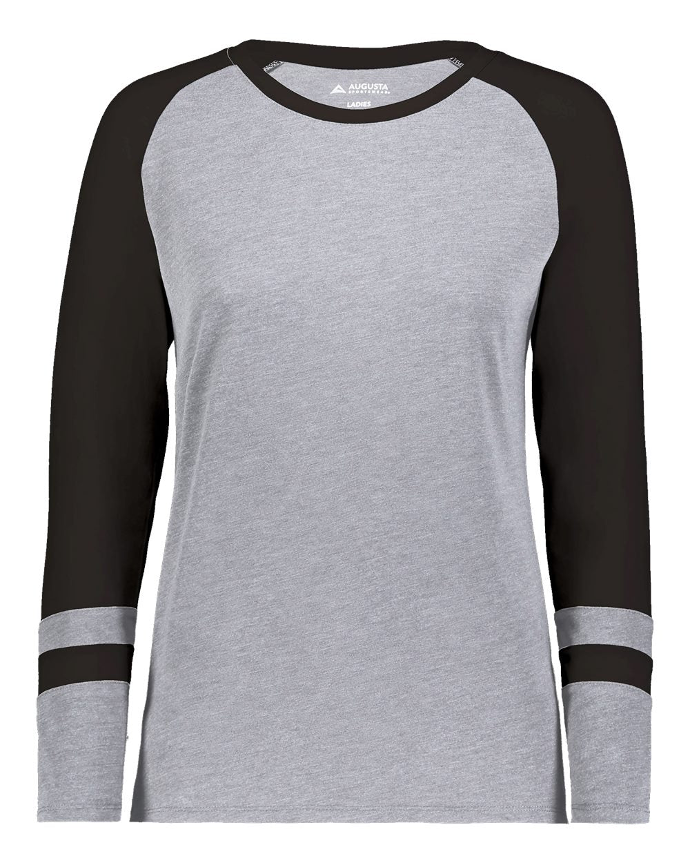 Augusta Sportswear 2917 Women's Triblend Fanatic 2.0 Long Sleeve T-Shirt in Grey Heather/ Black