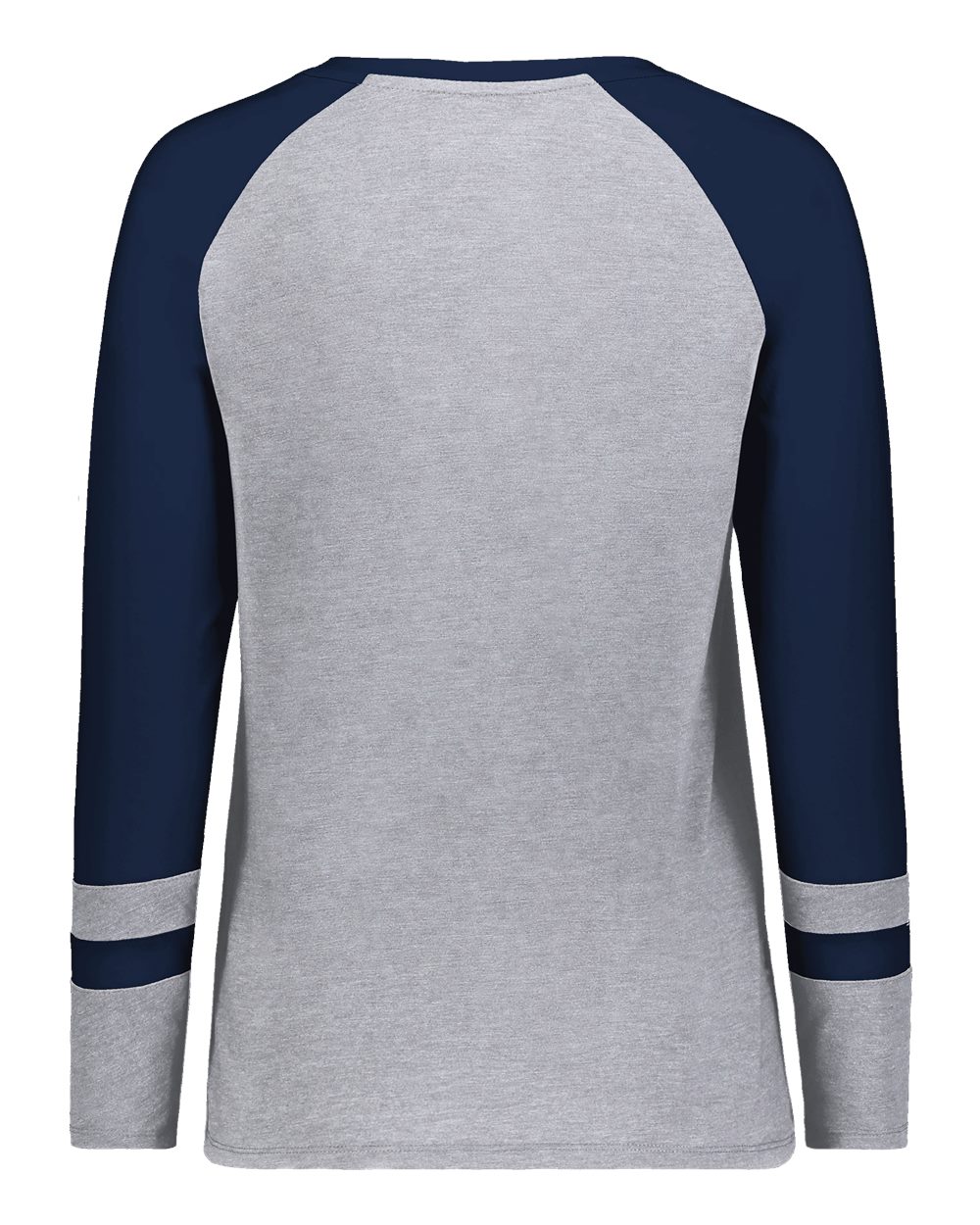 Augusta Sportswear 2917 Women's Triblend Fanatic 2.0 Long Sleeve T-Shirt in Grey Heather/ Navy, back