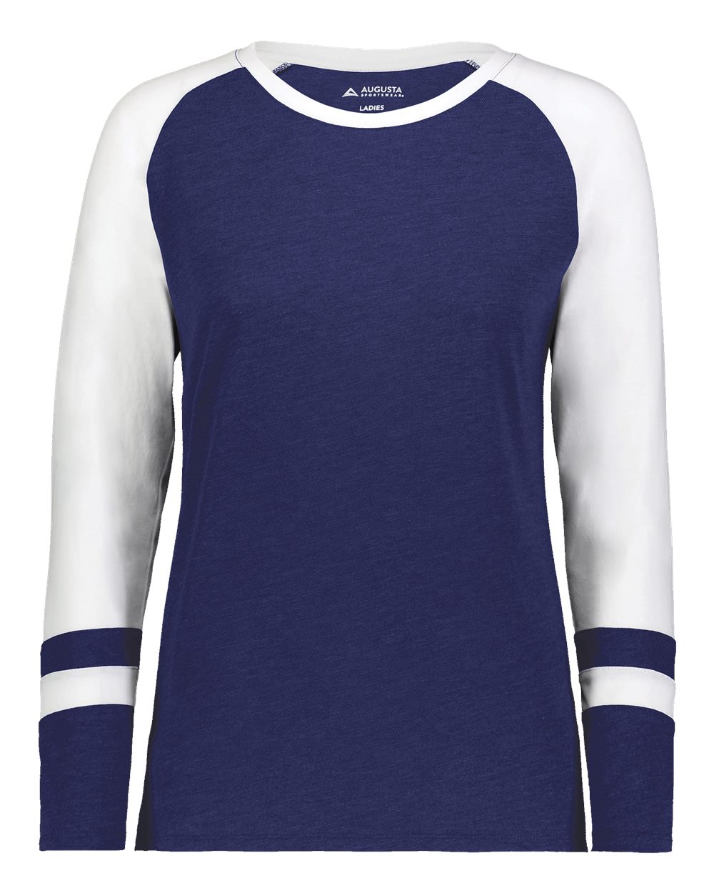 Augusta Sportswear 2917 Women's Triblend Fanatic 2.0 Long Sleeve T-Shirt in Navy/ White