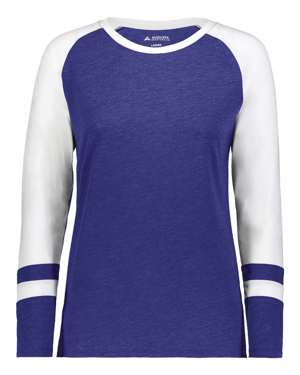 Augusta Sportswear 2917 Women's Triblend Fanatic 2.0 Long Sleeve T-Shirt in Purple/ White