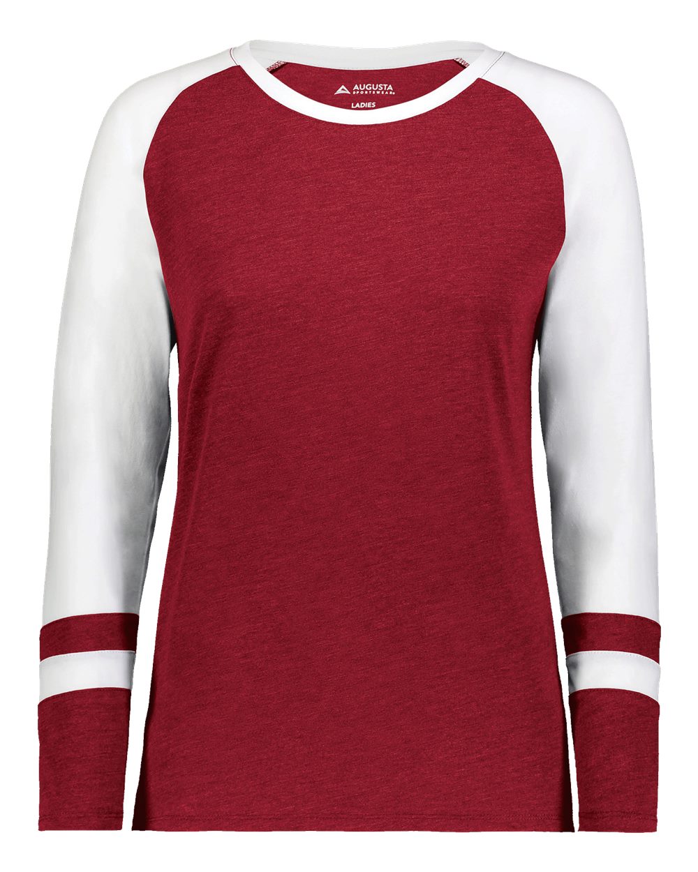 Augusta Sportswear 2917 Women's Triblend Fanatic 2.0 Long Sleeve T-Shirt in Scarlet/ White