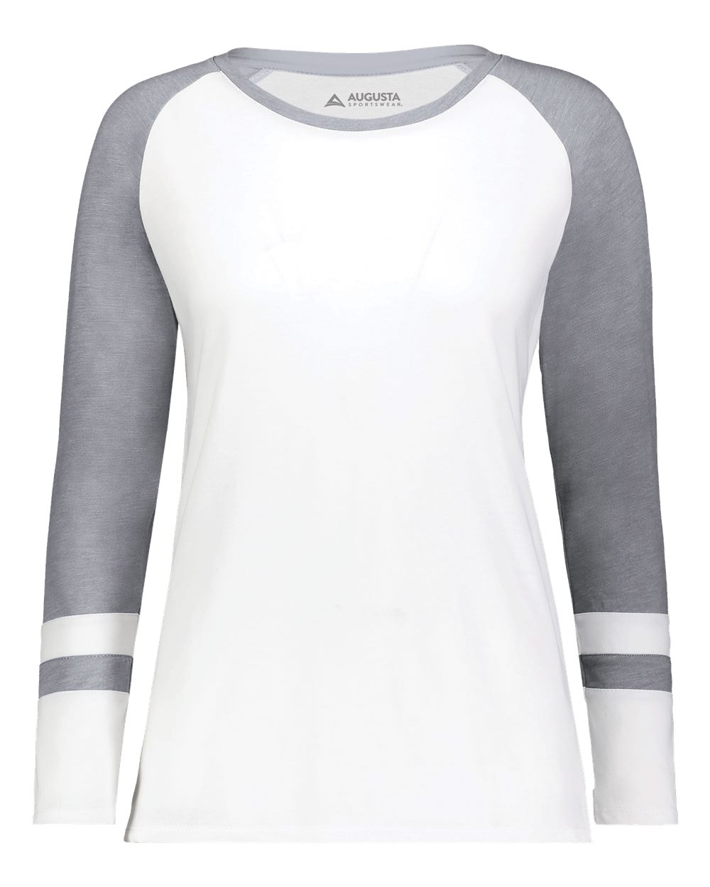 Augusta Sportswear 2917 Women's Triblend Fanatic 2.0 Long Sleeve T-Shirt in White/ Grey Heather