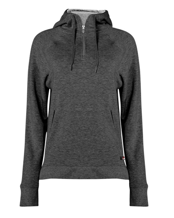 Badger 1051 Women's FitFlex French Terry Quarter-Zip Hooded Pullover