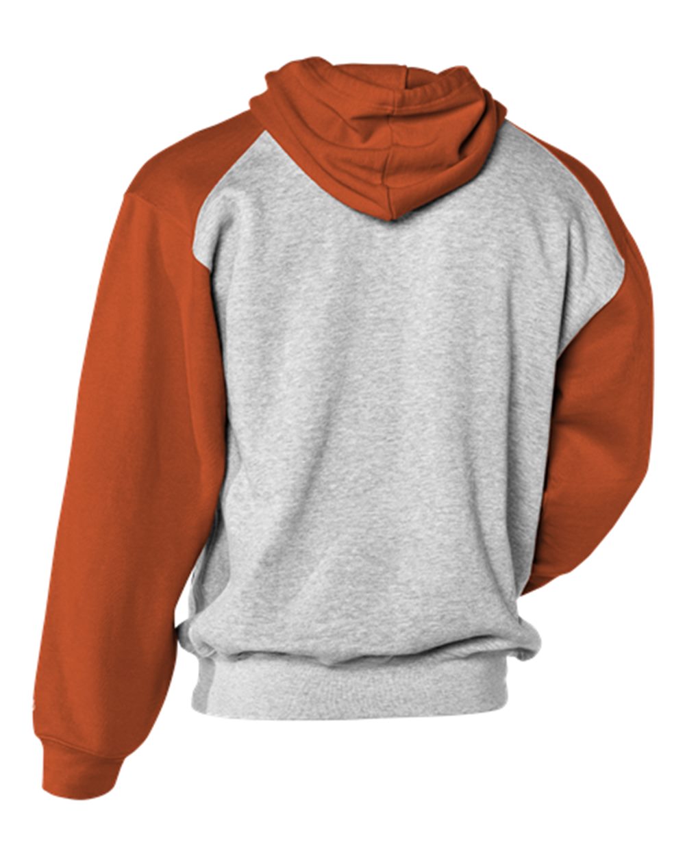 Badger 1249 Unisex Sport Athletic Fleece Hooded Sweatshirt in Oxford/ Burnt Orange, back