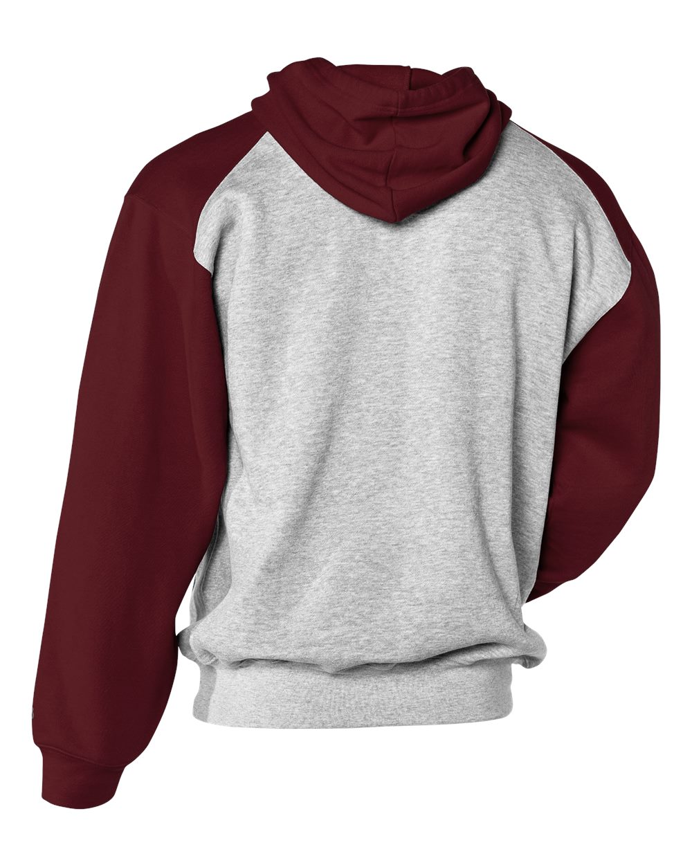 Badger 1249 Unisex Sport Athletic Fleece Hooded Sweatshirt in Oxford/ Maroon, back