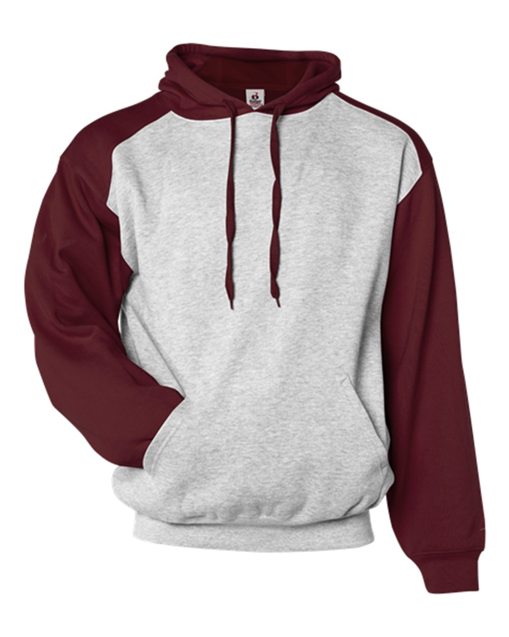 Badger 1249 Unisex Sport Athletic Fleece Hooded Sweatshirt in Oxford/ Maroon